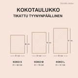 Tyynynpäällisen kokotaulukko